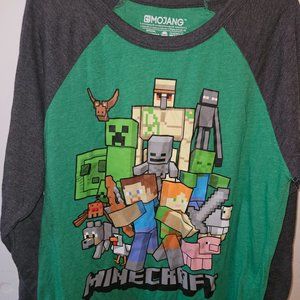 Boys Mojang Green long Sleeve Shirt, Size L